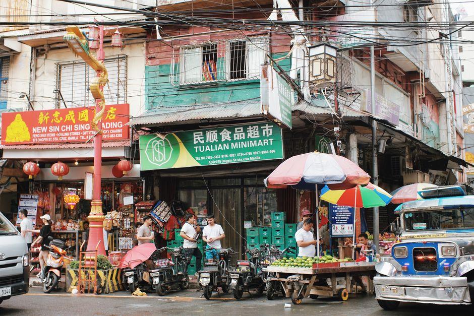 Bustling Street Scene in Manila S Chinatown